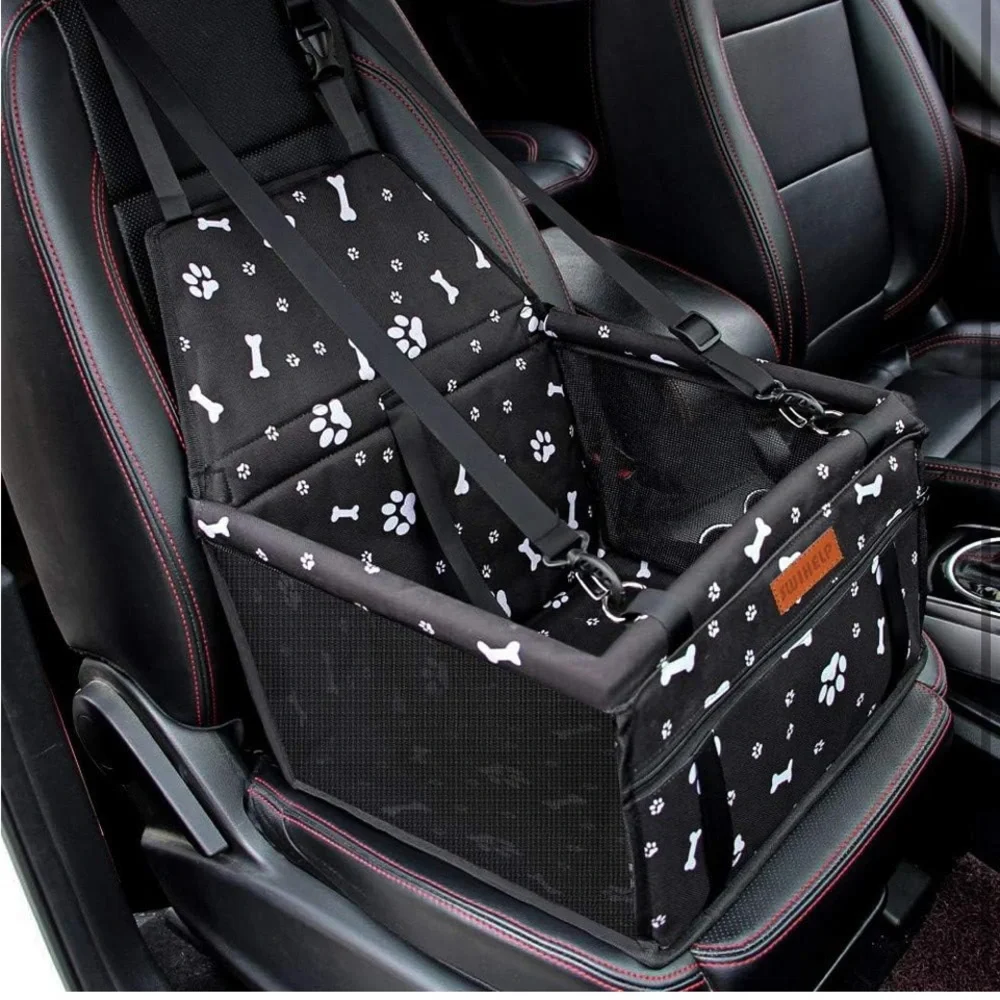 Pet Car Seat with Paw and Bone Print